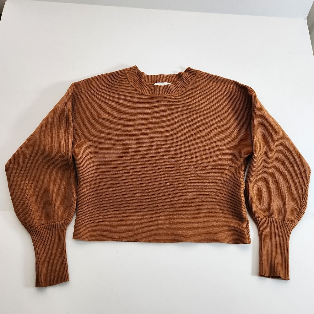 Pink Rose Cropped Ribbed Sweater Medium